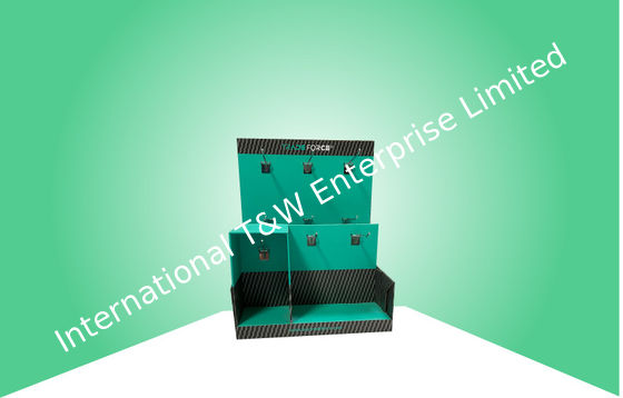 Giá tốt. Màn hình hiển thị bằng bìa cứng màu xanh Bespoke được cố định bằng móc kim loại cho các mặt hàng điện tử trực tuyến