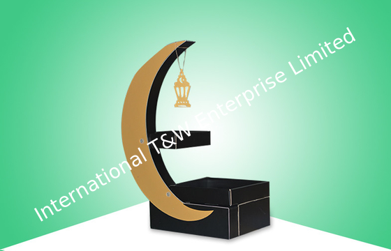 Giá tốt. Eye-catching Cardboard Display Moon Shape Model With Shelf for Selling Kids Candy trực tuyến