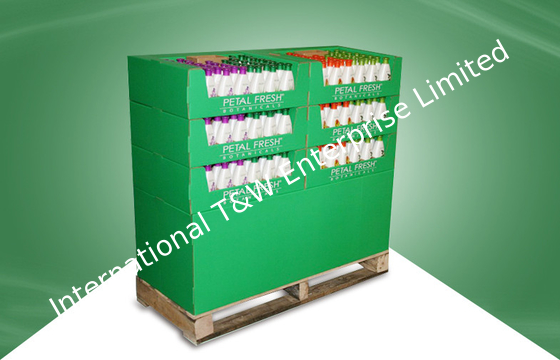 Hiển thị pallet giấy màu xanh lục cho các sản phẩm chăm sóc da với 6 khay