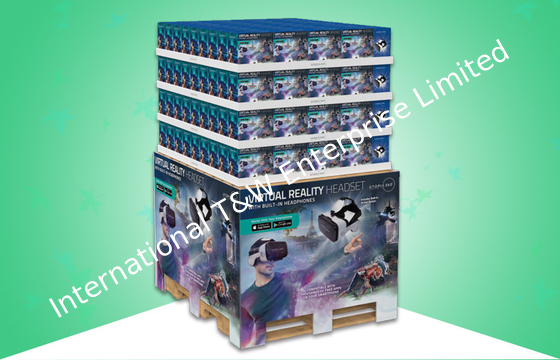 Kích thước đầy đủ Tấm Pallet hiển thị, Tông Hiển thị Stand Thúc đẩy 3D VR Tai nghe