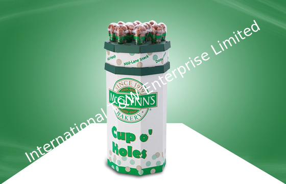 Giá tốt. 8 Faces  Recyclable Corrugated Cardboard Dump Bins Glossy / Matt PP Lamination For Cup Snacks trực tuyến