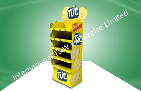 Giá tốt. Yellow CMYK Offset Printing POS Cardboard Display Stands With Five Shelf For Food trực tuyến